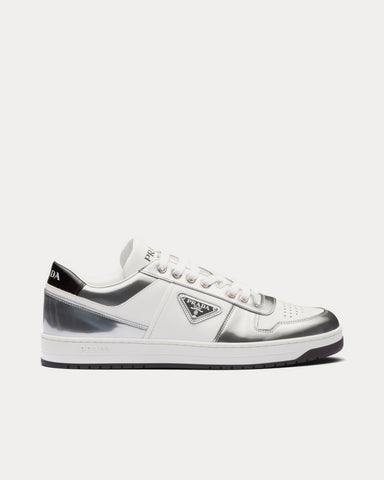 Prada Downtown Leather White / Silver Low Top Sneakers