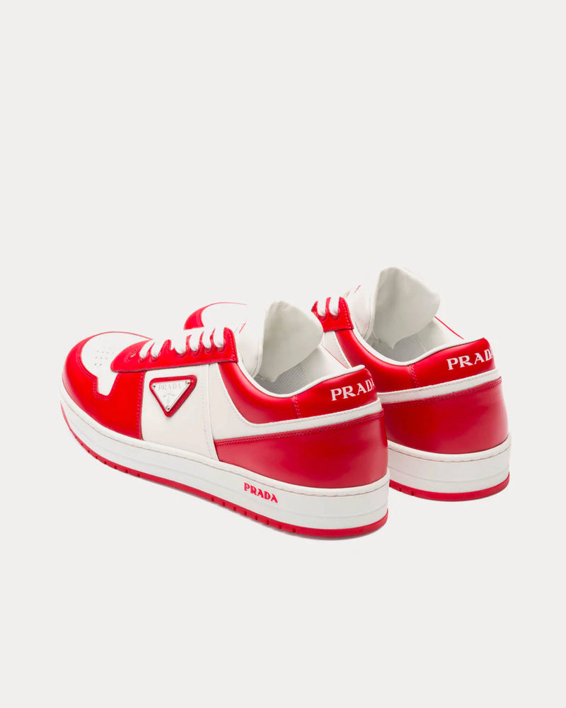 Prada Downtown Leather White / Lacquer Red Low Top Sneakers - 3