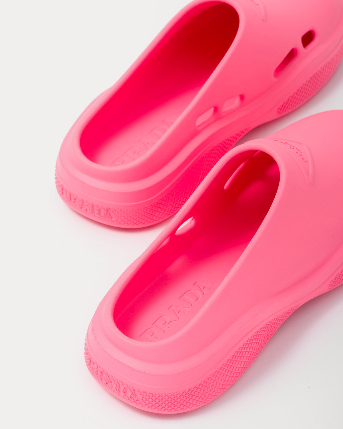 Prada Foam Rubber Begonia Pink Mules - 4