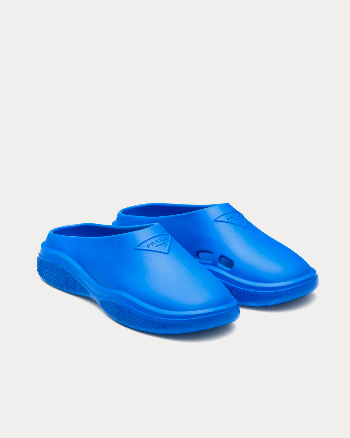 Prada Foam Rubber Light Blue Mules - 2