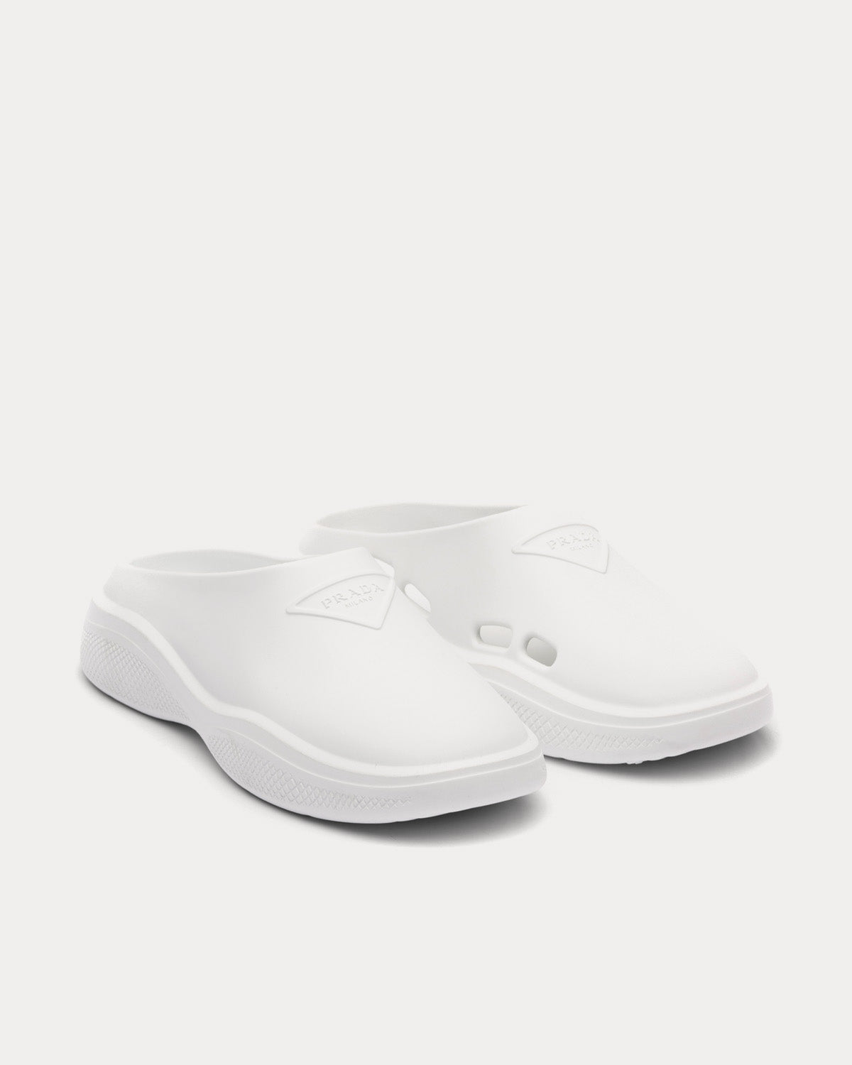 Prada Foam Rubber White Mules - 2