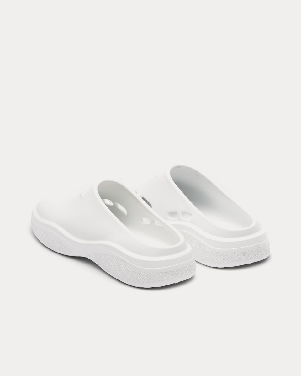 Prada Foam Rubber White Mules Sneak in Peace