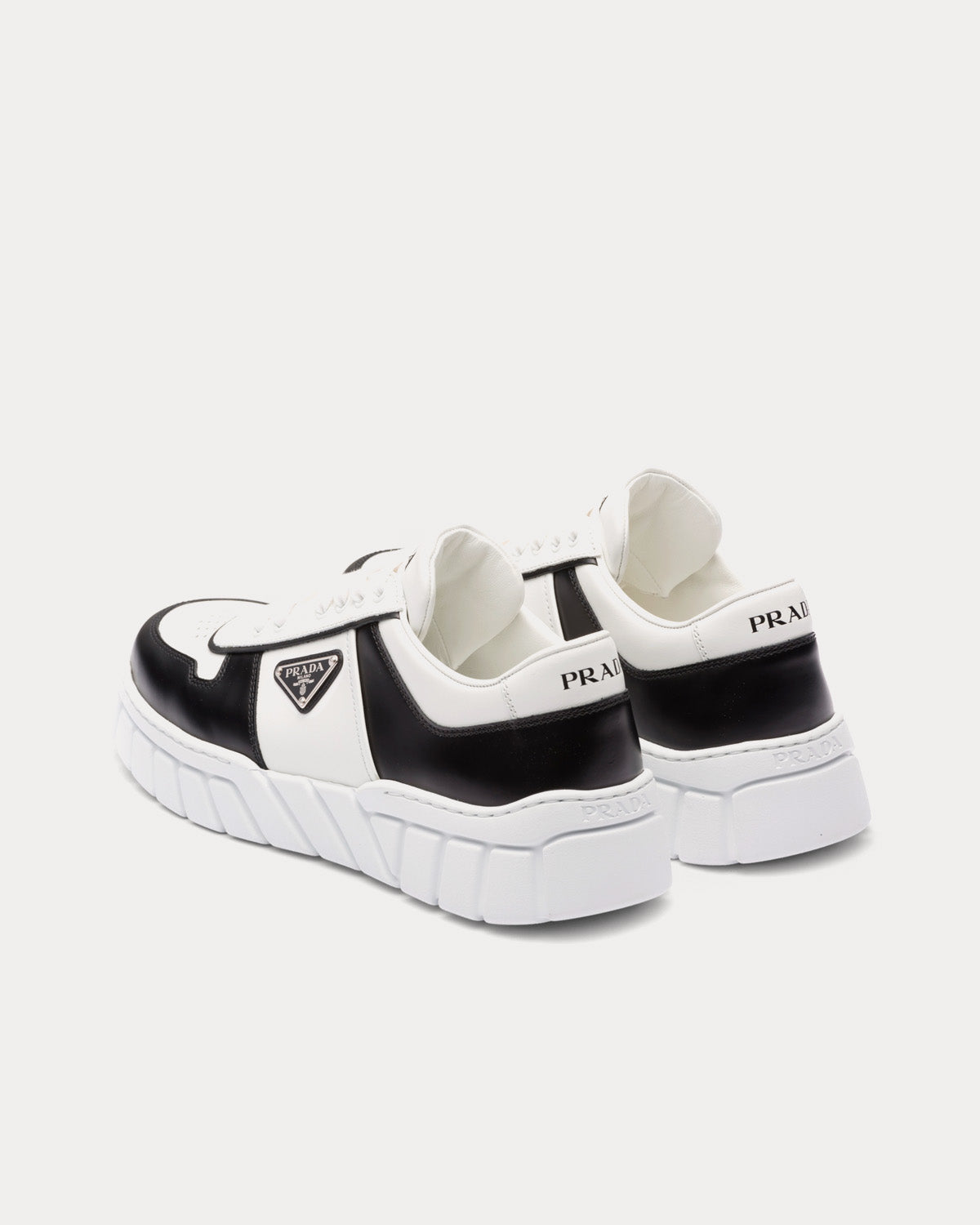 Prada Leather White / Black Low Top Sneakers - 4