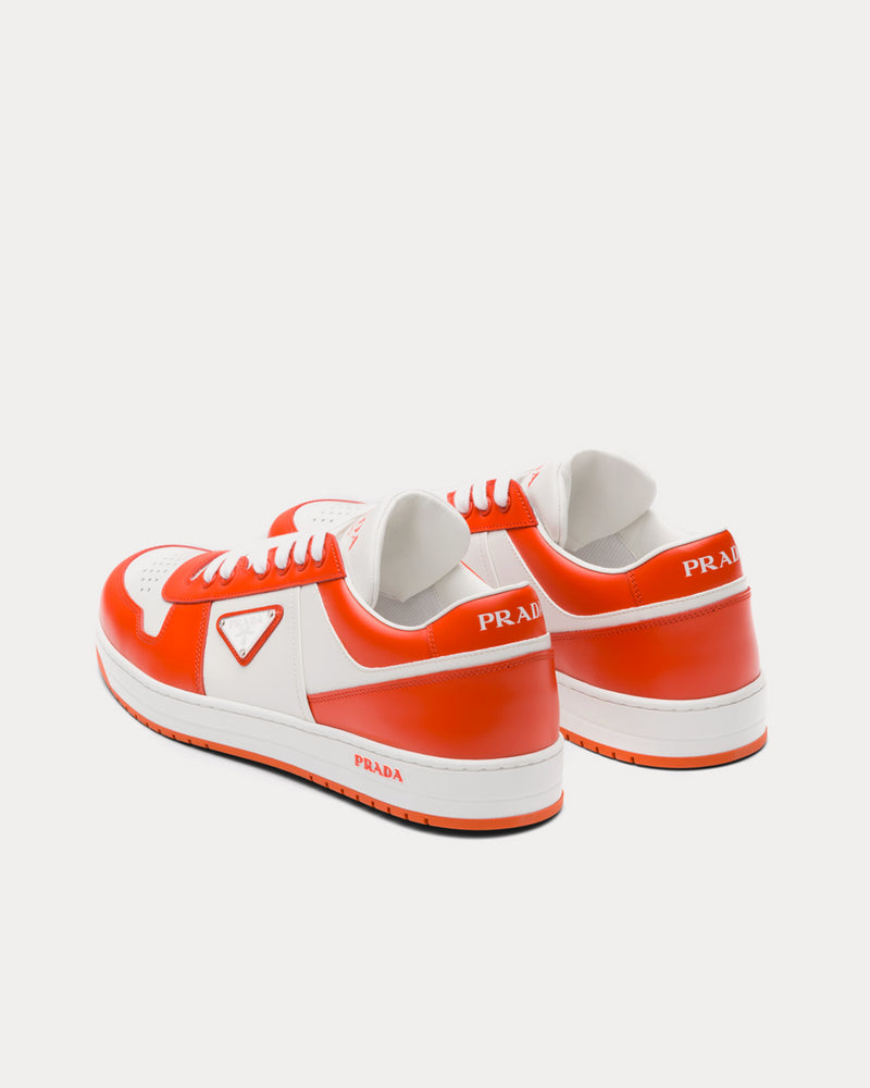 Prada Downtown Leather White / Orange Low Top Sneakers - 3