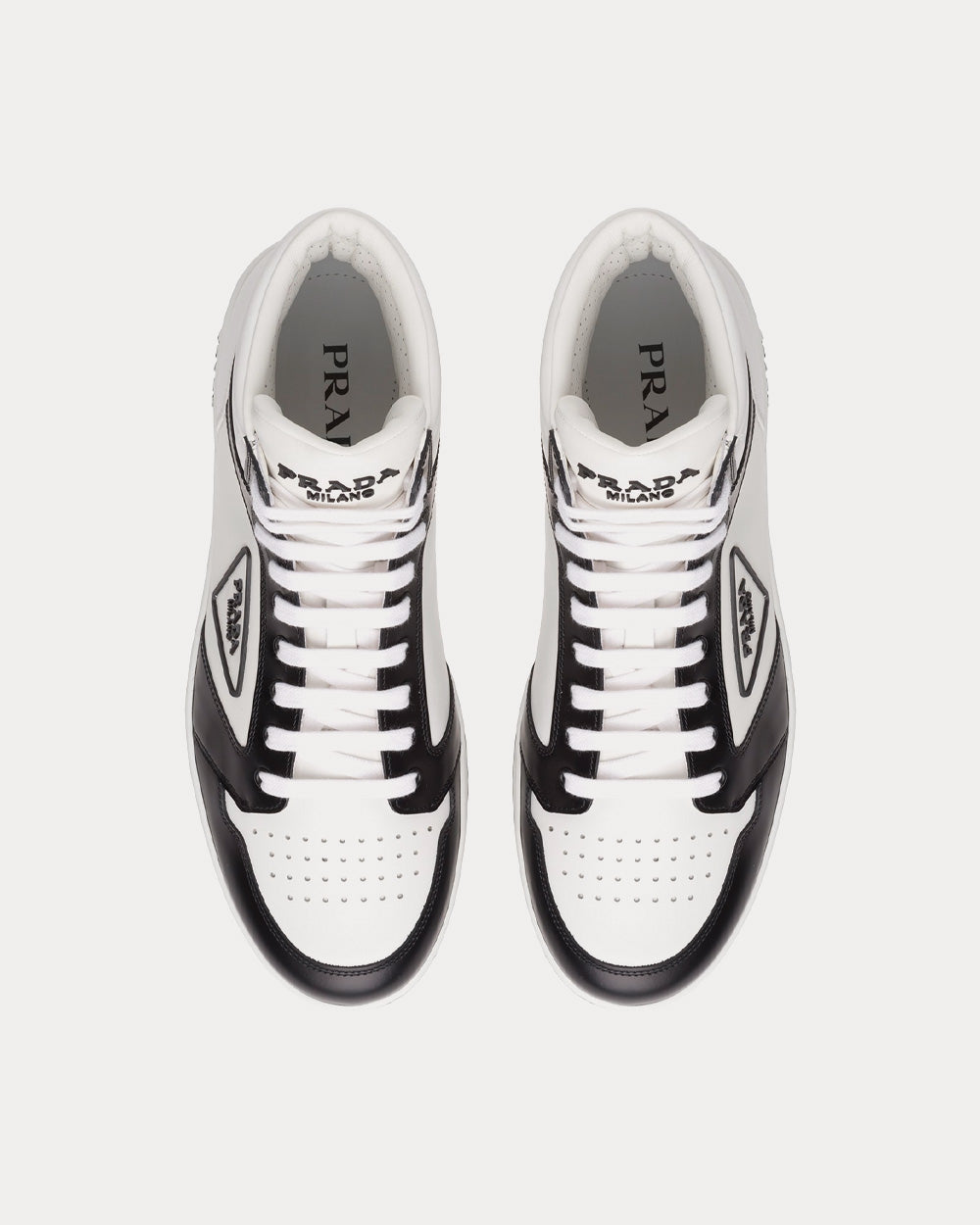 Prada Sporty Leather Black / White High Top Sneakers - 2