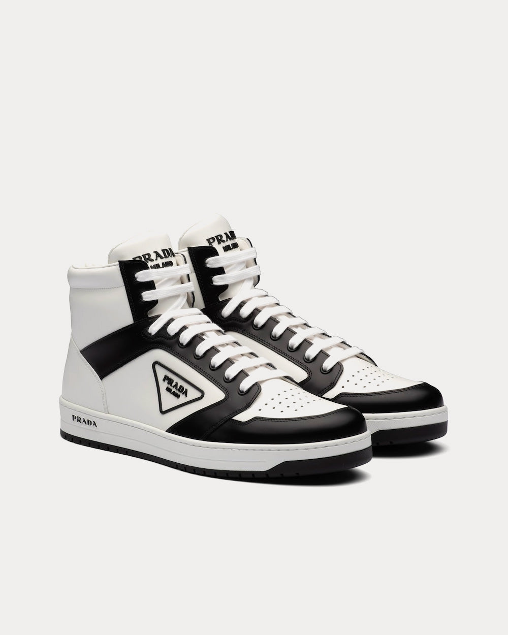 Prada Sporty Leather Black / White High Top Sneakers - 3