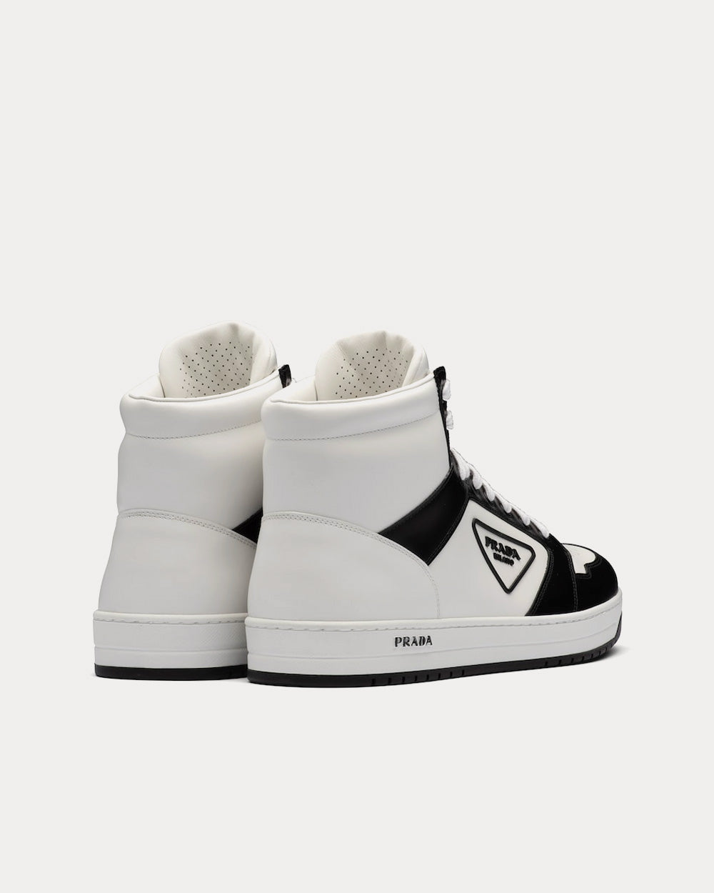 Prada Sporty Leather Black / White High Top Sneakers - 4