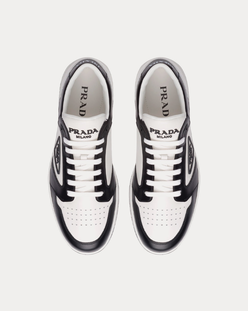 Prada Sporty Leather Black / White Low Top Sneakers - 2