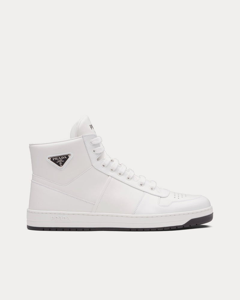 Prada Sporty Leather White High Top Sneakers - 1