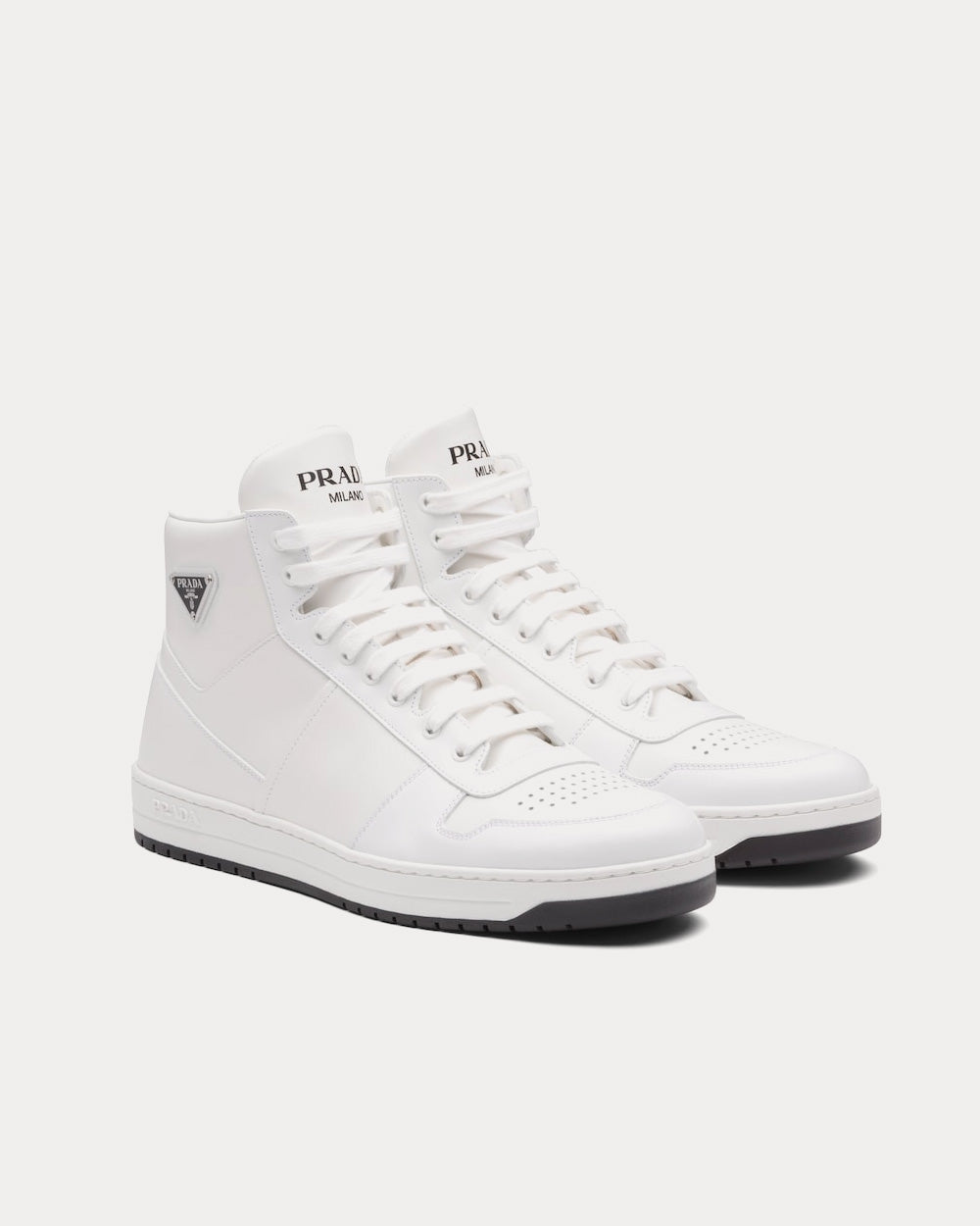 Prada Sporty Leather White High Top Sneakers - 2