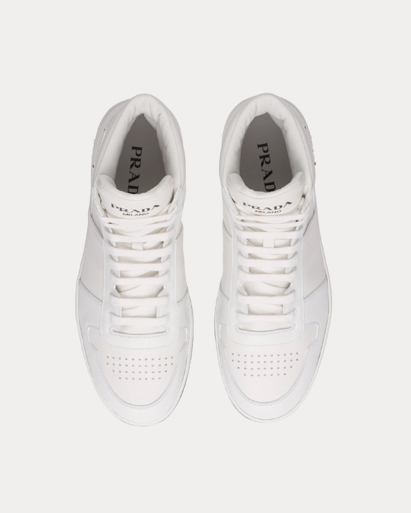 Prada Sporty Leather White High Top Sneakers - 3