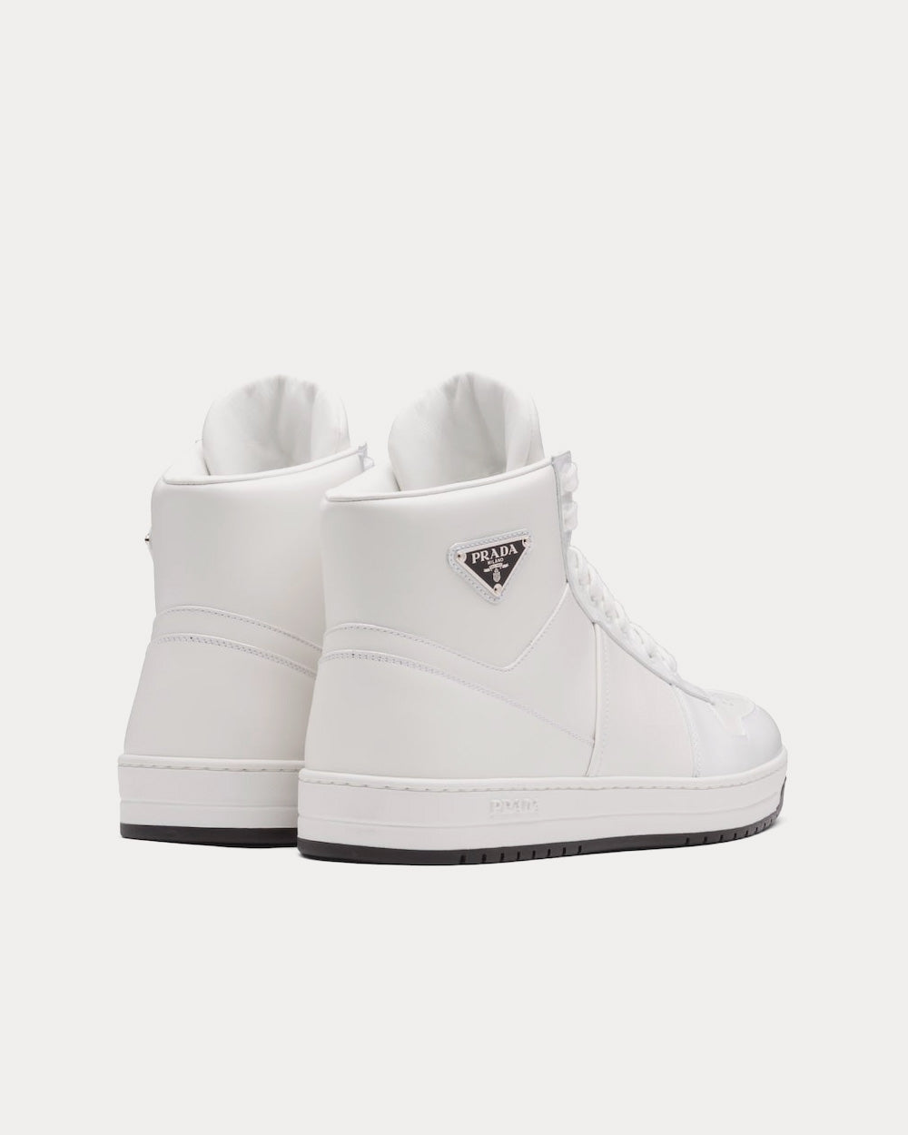 Prada Sporty Leather White High Top Sneakers - 4