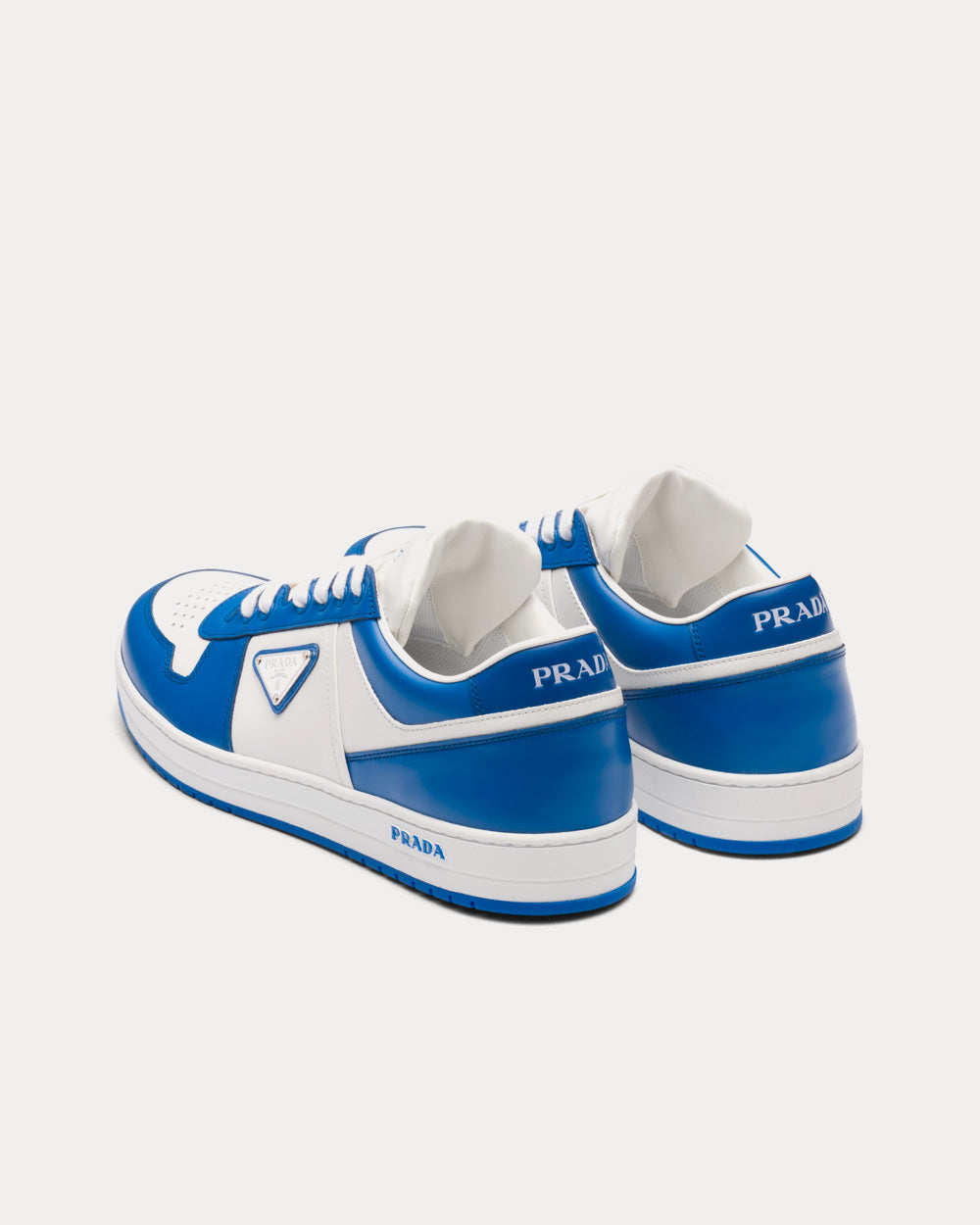 Prada Leather White / Cobalt Blue Low Top Sneakers - 4