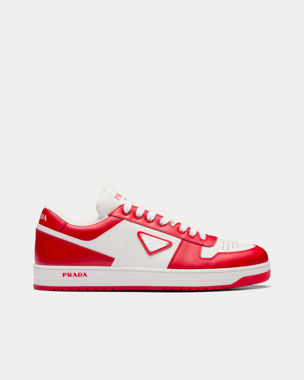 Prada - Leather White / Lacquer Red Low Top Sneakers