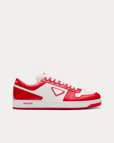 Prada Leather White / Lacquer Red Low Top Sneakers