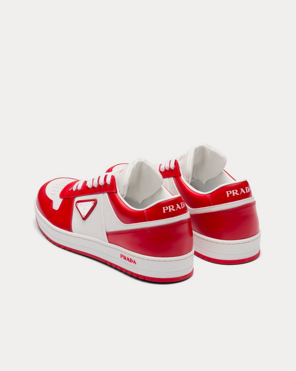 Prada Leather White / Lacquer Red Low Top Sneakers - 3