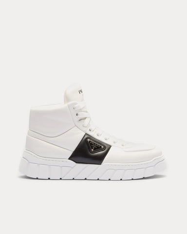 Prada Padded Nappa Leather White / Black High Top Sneakers