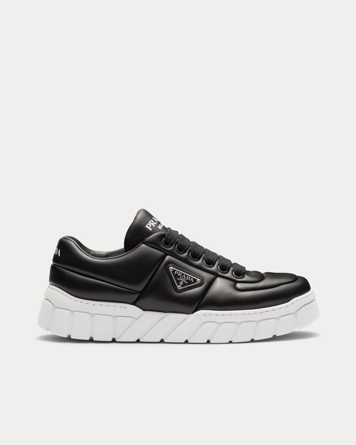 Prada Padded Nappa Leather Black Low Top Sneakers - 1