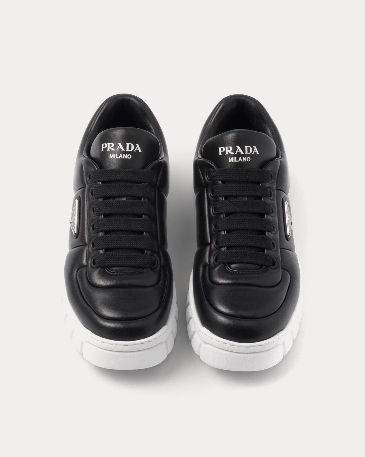 Prada Padded Nappa Leather Black Low Top Sneakers - 2