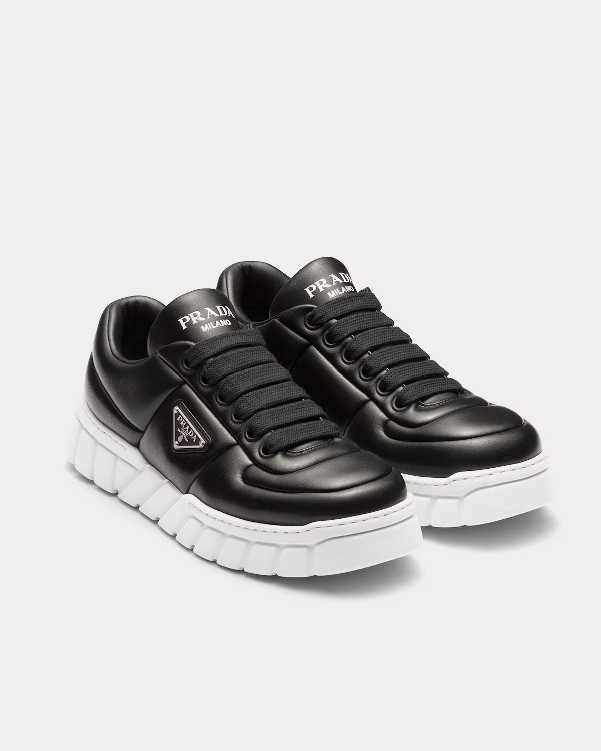 Prada Padded Nappa Leather Black Low Top Sneakers - 3