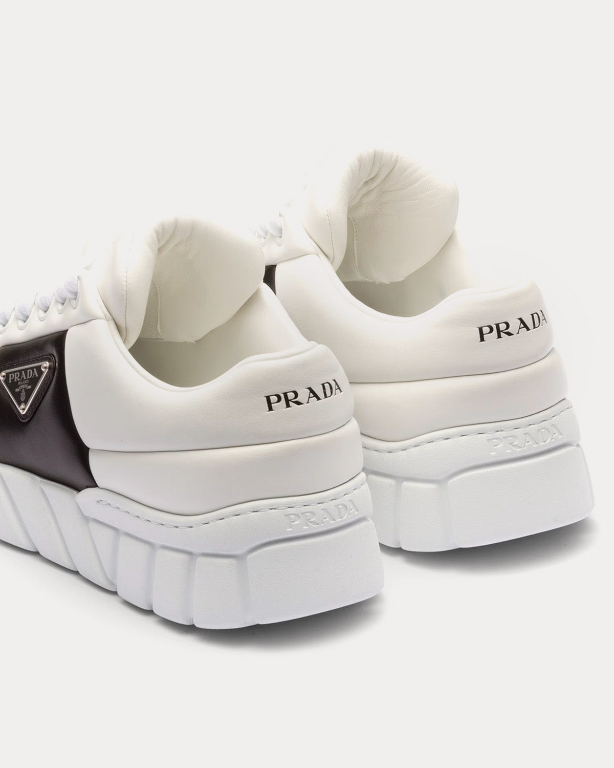 Prada Padded Nappa Leather White / Black Low Top Sneakers - 3