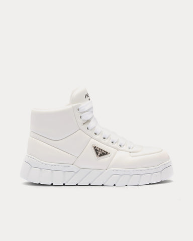 Prada Padded Nappa Leather White High Top Sneakers