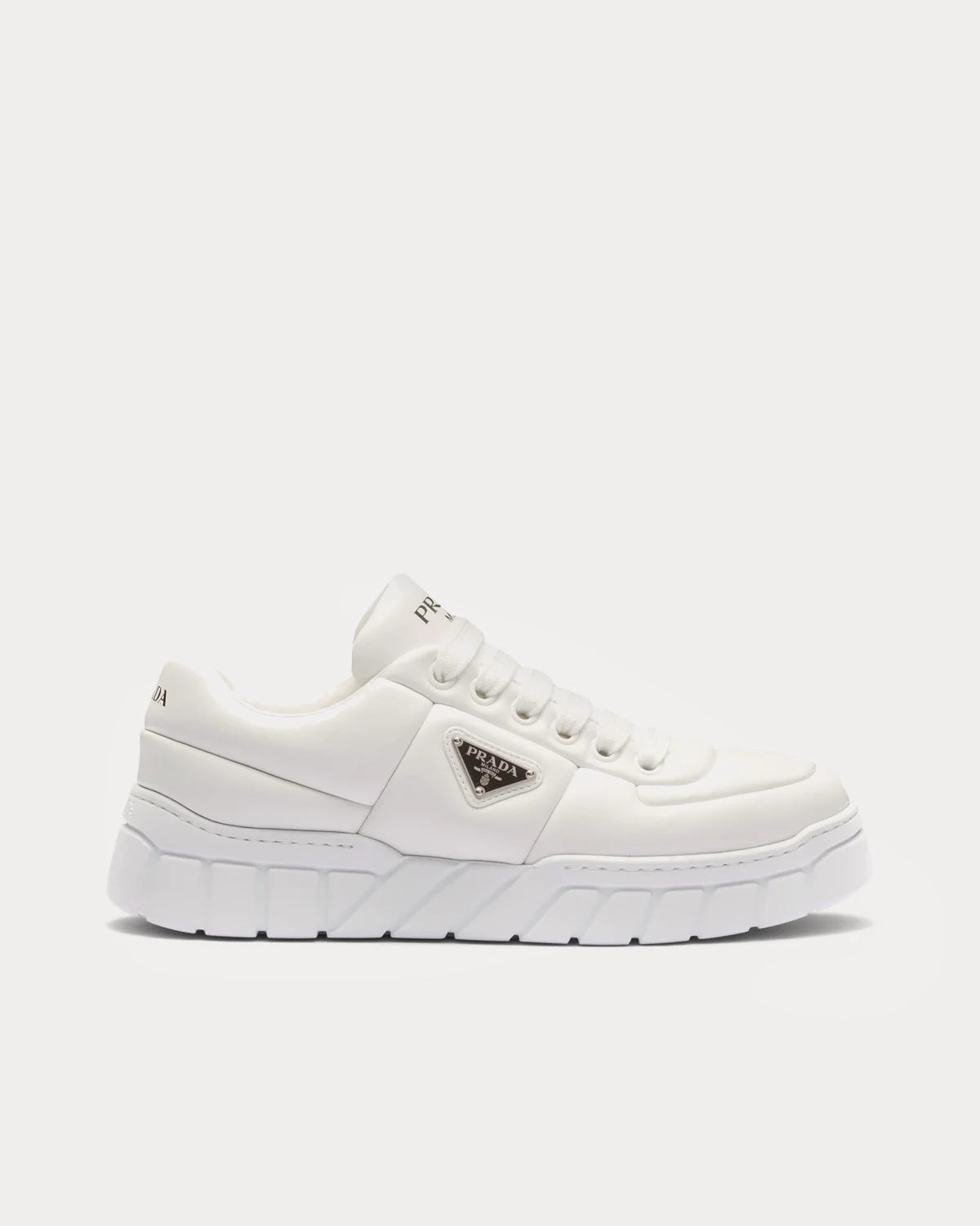 Prada Padded Nappa Leather White Low Top Sneakers - 1