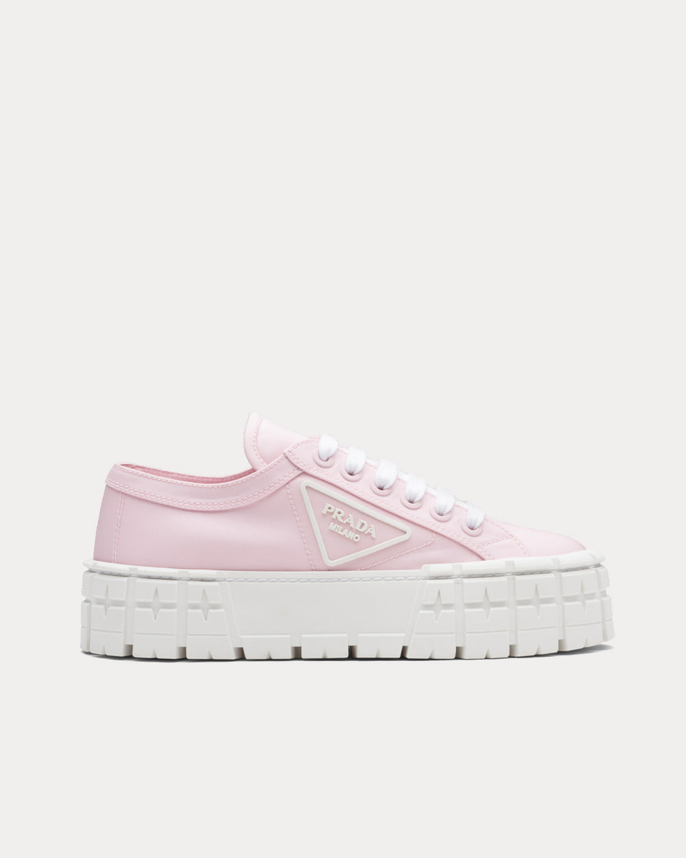 Prada Double Wheel Nylon Gabardine Alabaster Pink Low Top Sneakers - 1