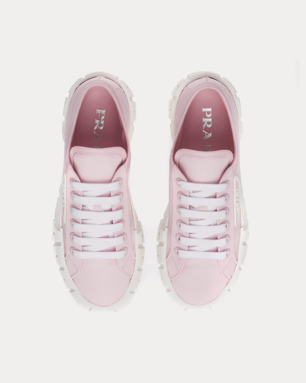 Prada Double Wheel Nylon Gabardine Alabaster Pink Low Top Sneakers - 2