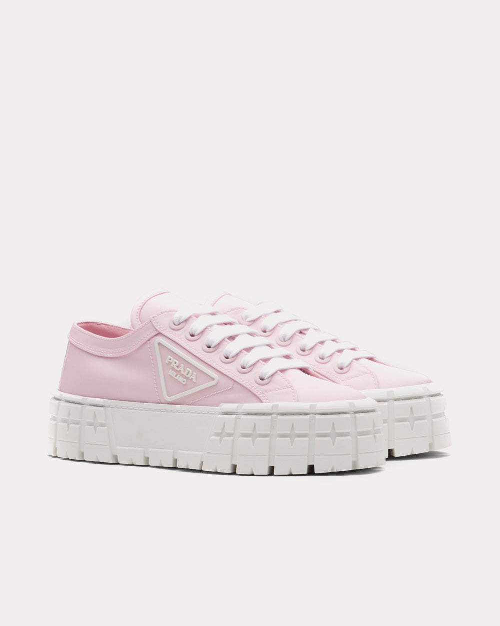 Prada Double Wheel Nylon Gabardine Alabaster Pink Low Top Sneakers - 3