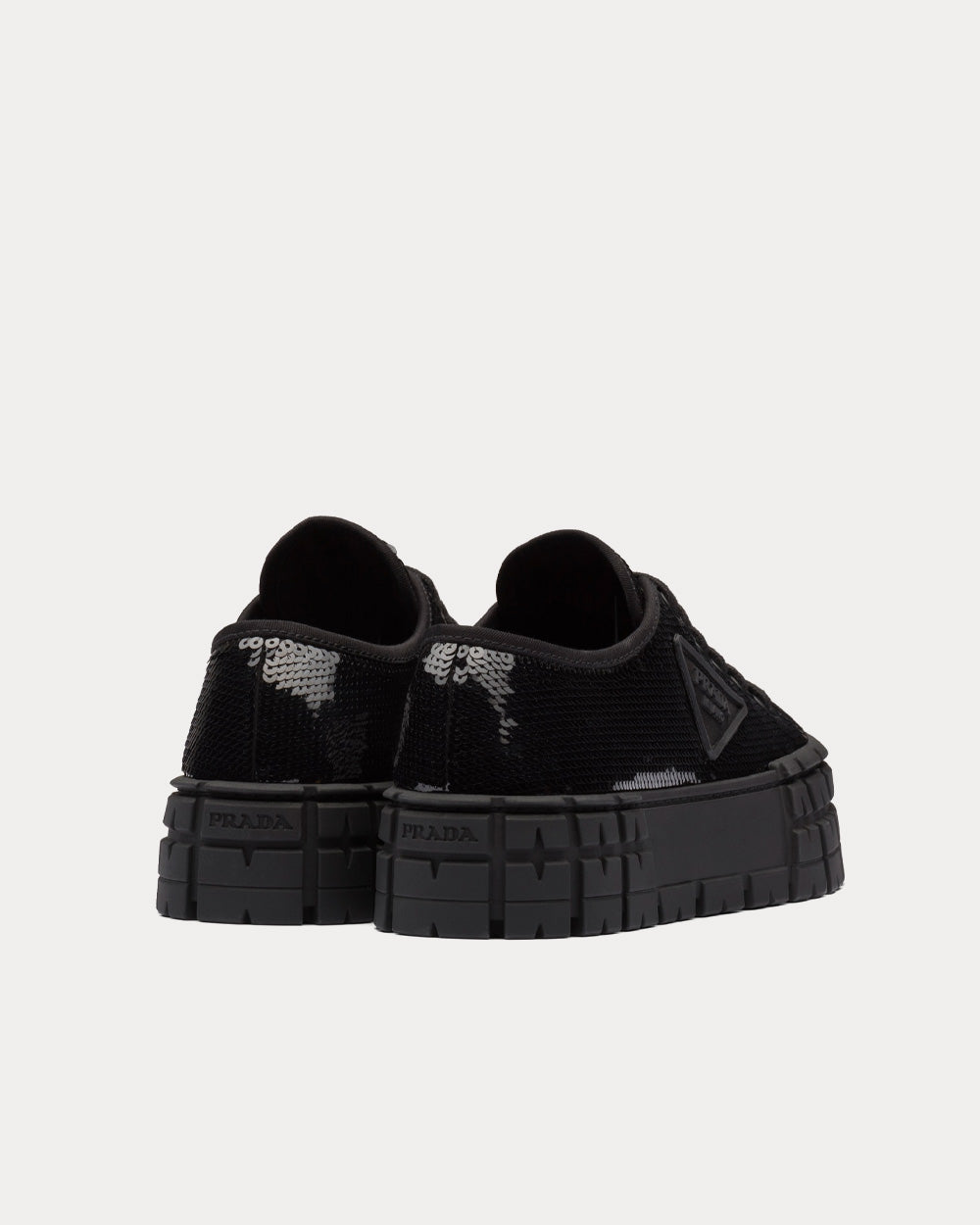 Prada Double Wheel Sequin Black Low Top Sneakers - 4