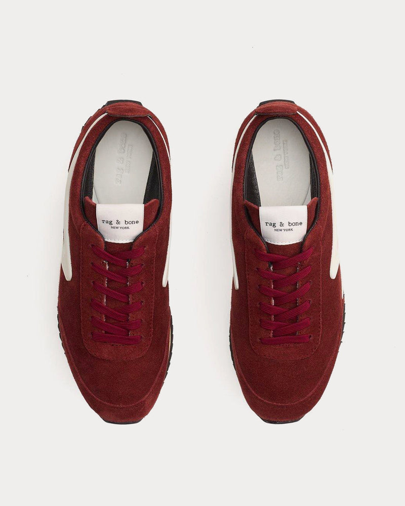 Rag & Bone Retro Runner Suede And Recycled Materials Burgundy Low Top Sneakers - 2