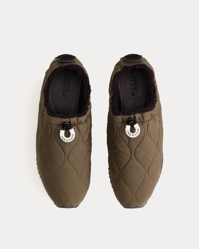 Rag & Bone Retro Camp Runner Suede & Recycled Materials Olive Night Slip On Sneakers - 2