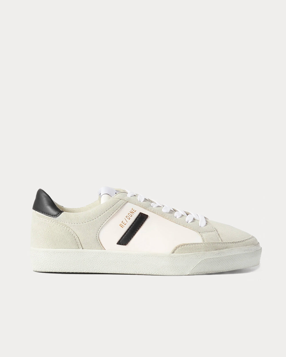 RE/DONE Skate Recycled Faux Suede and Leather White Low Top Sneakers - 1