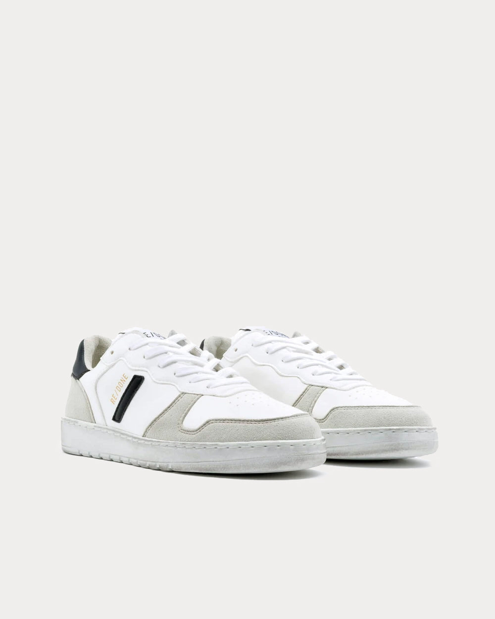 RE/DONE Skate Recycled Faux Suede and Leather White Low Top Sneakers - 2