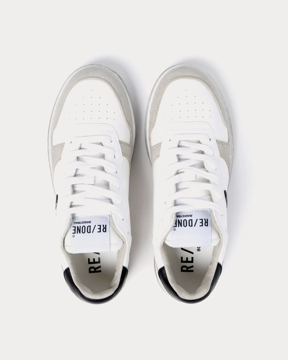 RE/DONE Skate Recycled Faux Suede and Leather White Low Top Sneakers - 3