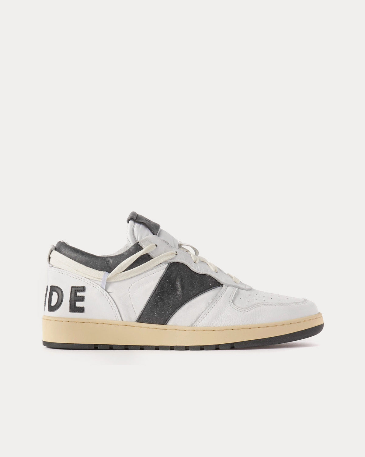 Rhude Rhecess Distressed Leather White / Black Low Top Sneakers - 1