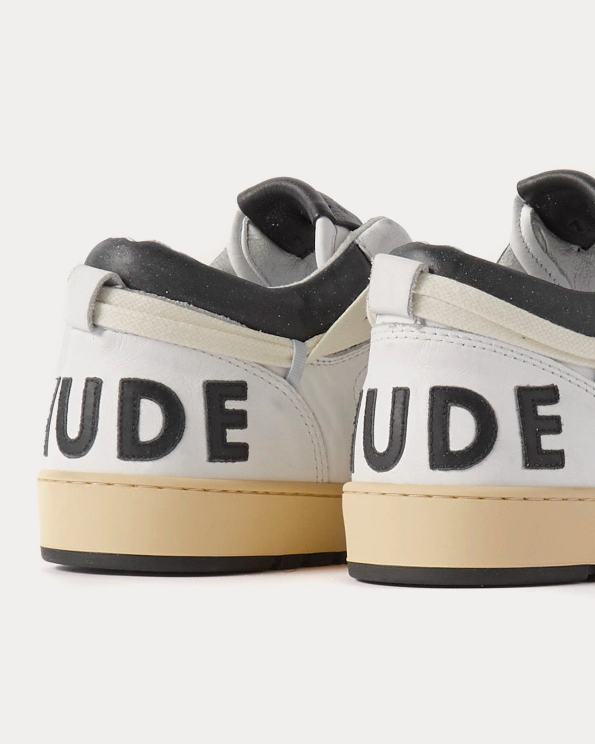 Rhude Rhecess Distressed Leather White / Black Low Top Sneakers - 2