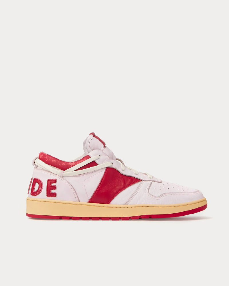 Rhude Rhecess Distressed Leather Red Low Top Sneakers - 1