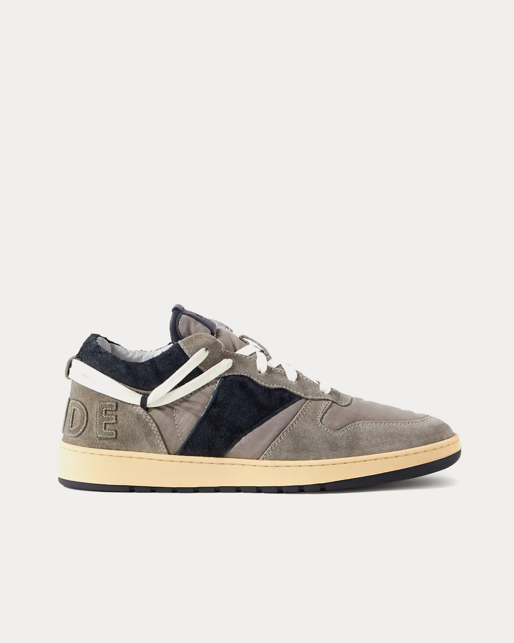 Rhude Rhecess Logo-Appliquéd Suede & Twill Dark Grey Low Top Sneakers - 1