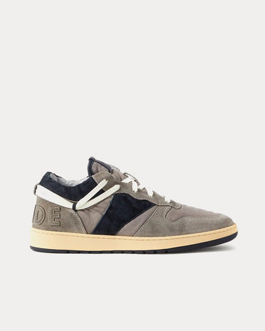 Rhude Rhecess Logo-Appliquéd Suede & Twill Dark Grey Low Top Sneakers