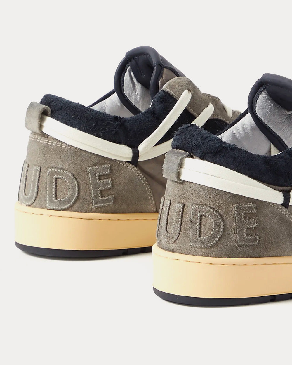 Rhude Rhecess Logo-Appliquéd Suede & Twill Dark Grey Low Top Sneakers - 3