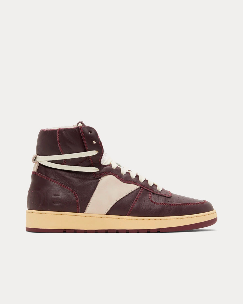 Rhude Rhecess Buffed-Leather Maroon High Top Sneakers - 1