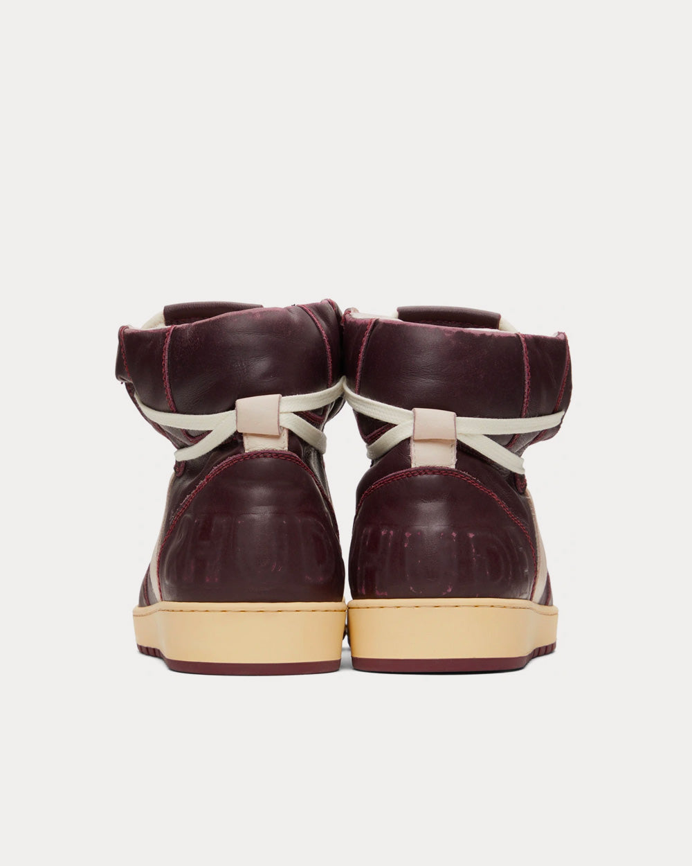 Rhude Rhecess Buffed-Leather Maroon High Top Sneakers - 3