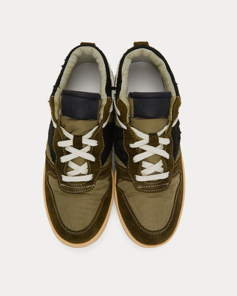 Rhude Rhecess Nylon Canvas & Suede Olive Low Top Sneakers - 2