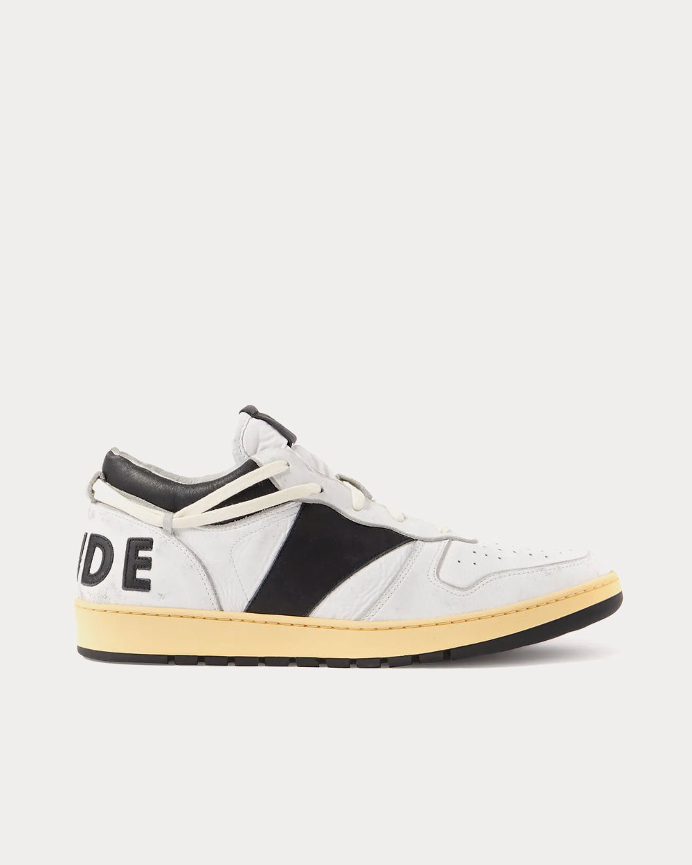 Rhude Rhecess Distressed Leather White / Black Low Top Sneakers - 1