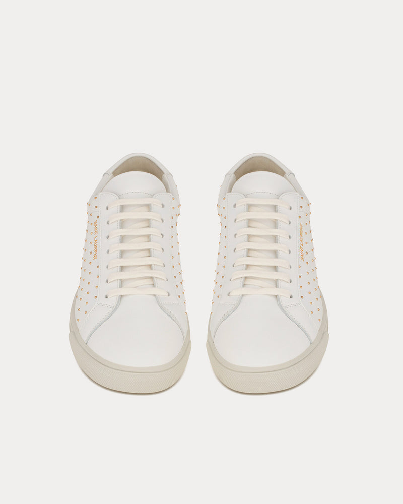 Saint Laurent Andy Leather with Studs White Low Top Sneakers - 2