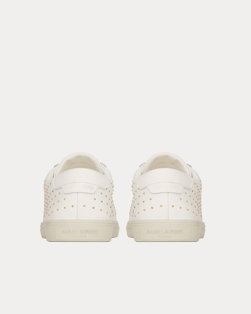 Saint Laurent Andy Leather with Studs White Low Top Sneakers - 4