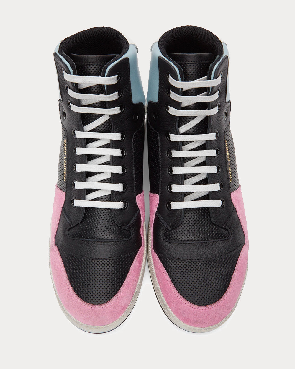 Saint Laurent SL24 Black & Blue High Top Sneakers - 2