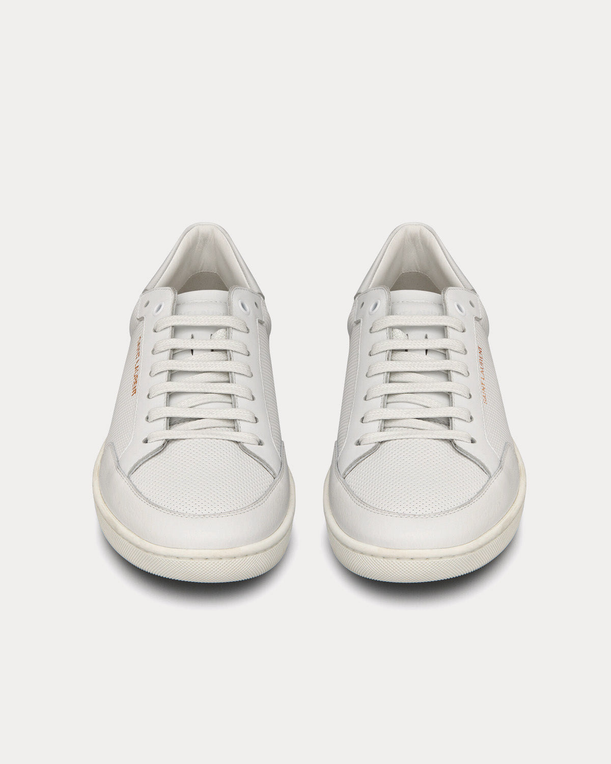 Saint Laurent SL/10 Court Classic Perforated & Smooth Leather Optic White Low Top Sneakers - 2